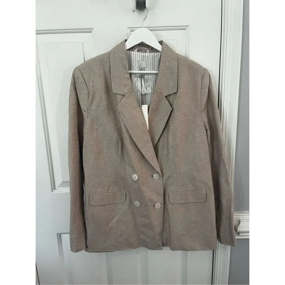A New Day Tan Linen Blend Blazer Jacket sz 18 NWT